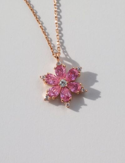 Pink Sakura Bloom Kolye resmi