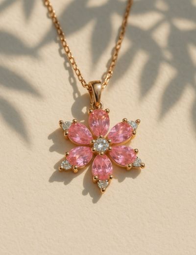 Pink Sakura Bloom Kolye resmi