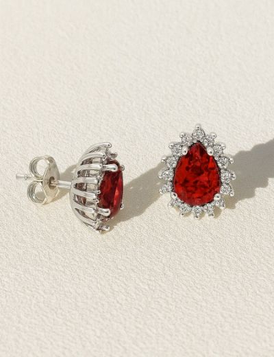 Crimson Drop Silver Küpe resmi