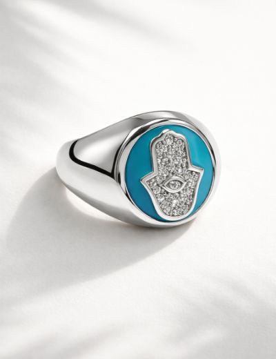 Hamsa Aura Ring Turquoise resmi