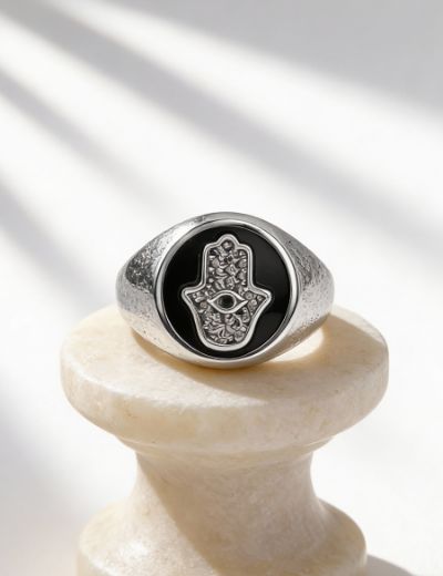 Hamsa Aura Ring Black resmi