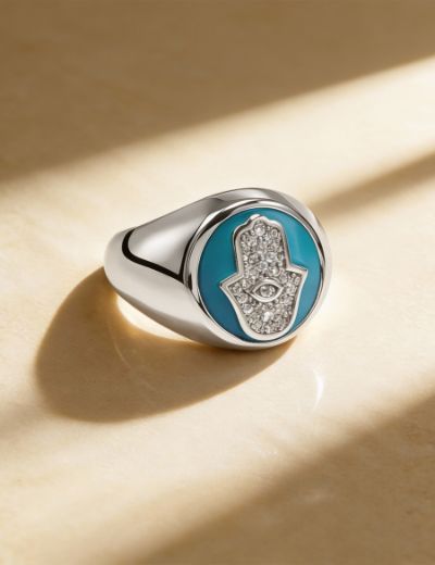 Hamsa Aura Ring Turquoise resmi