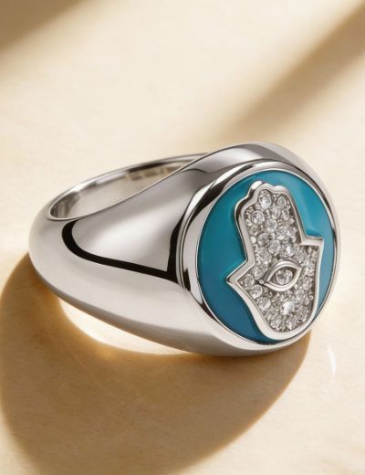 Hamsa Aura Ring Turquoise resmi